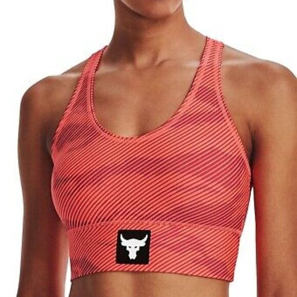 New Under Armour Project Rock HeatGeat Sports Bra Tangerine - XSmall - Picture 1 of 10